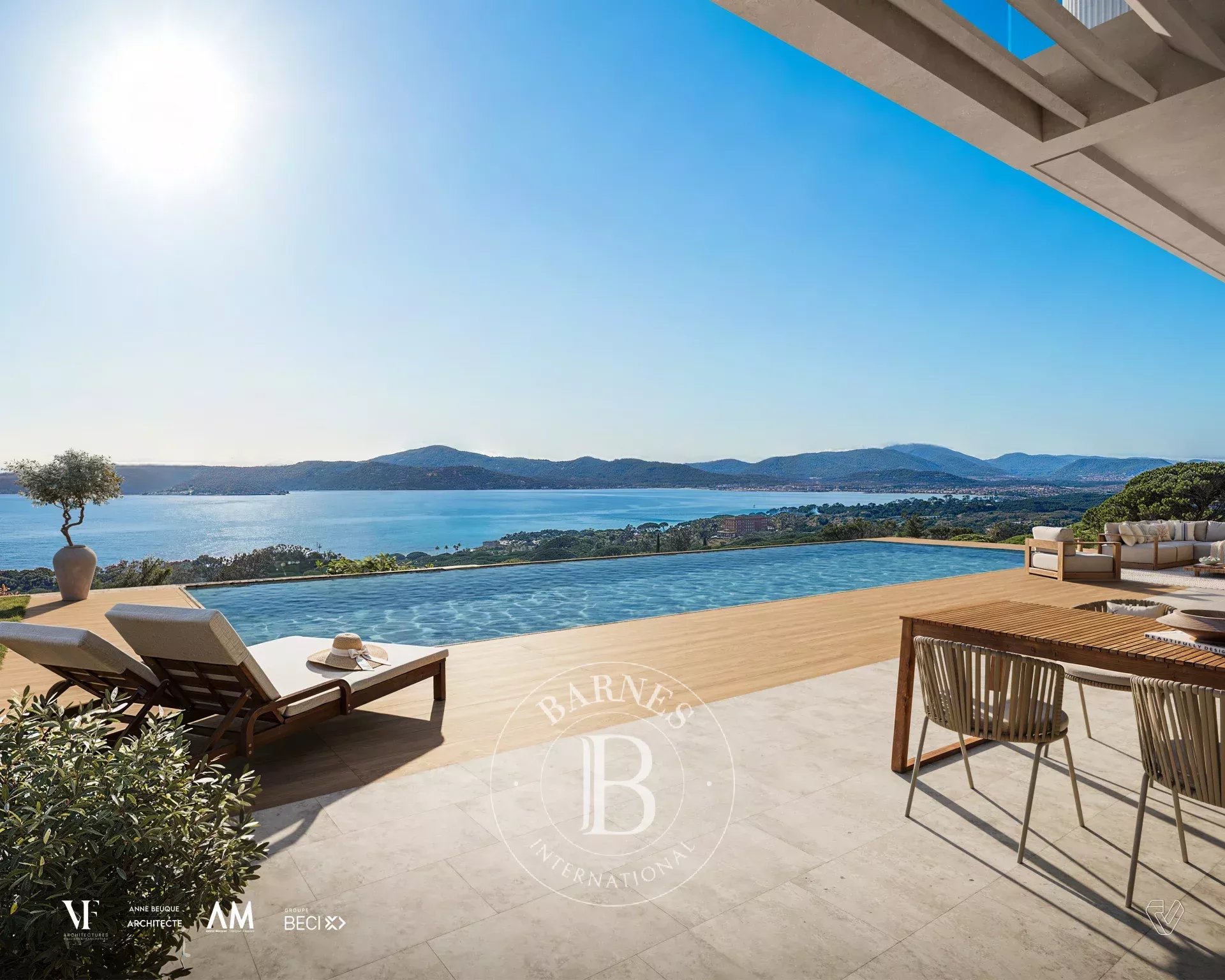 GRIMAUD – VILLA CONTEMPORAINE D'EXCEPTION – VUE MER PANORAMIQUE – DEUX PISCINES